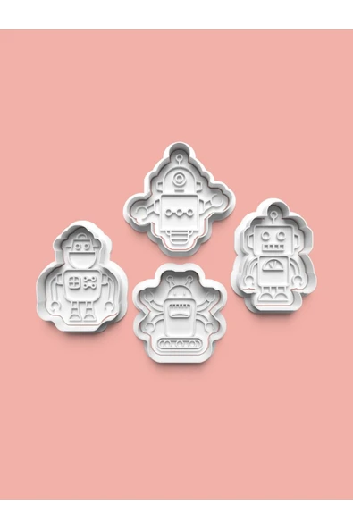 Robotlar Kurabiye Kalıbı Ve Şeker Hamuru Kalıbı 4'lü Set ürün görseli