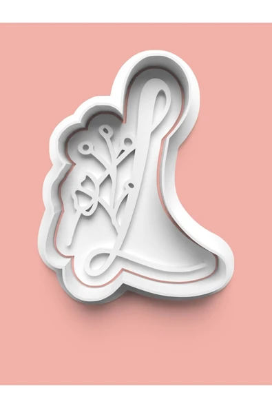 Çiçek Desenli L Harfi Kurabiye Kalıbı Ve Şeker Hamuru Kalıbı ürün görseli