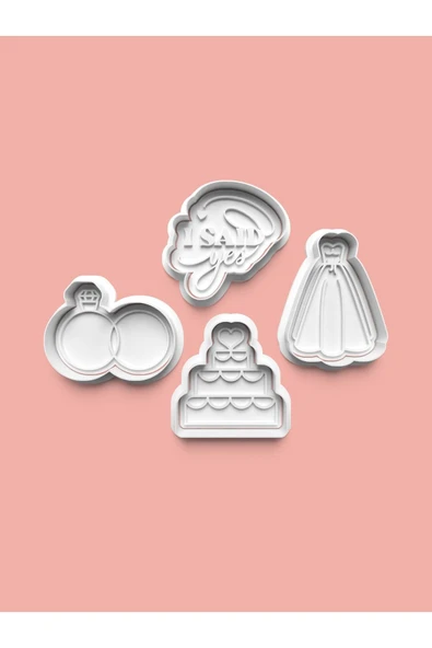 Düğün Teması Kurabiye Kalıbı Ve Şeker Hamuru Kalıbı 4'lü Set ürün görseli