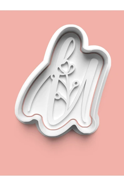 Çiçek Desenli U Harfi Kurabiye Kalıbı Ve Şeker Hamuru Kalıbı ürün görseli