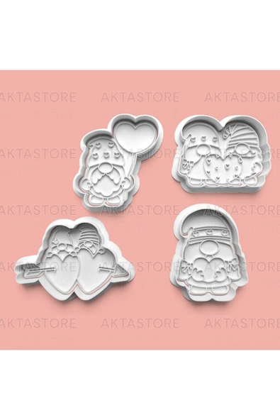 Aşık Cüce Kurabiye Kalıbı Ve Şeker Hamuru Kalıbı 4'lü Set ürün görseli