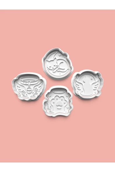 Kedi Teması Kurabiye Kalıbı Ve Şeker Hamuru Kalıbı 4'lü Set ürün görseli