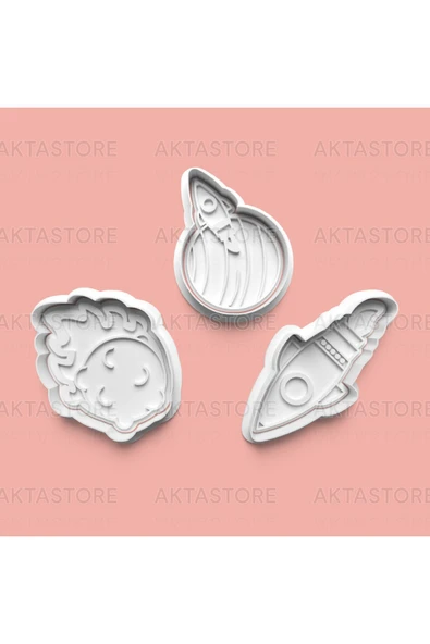 Roketler Kurabiye Kalıbı Ve Şeker Hamuru Kalıbı 3'lü Set ürün görseli