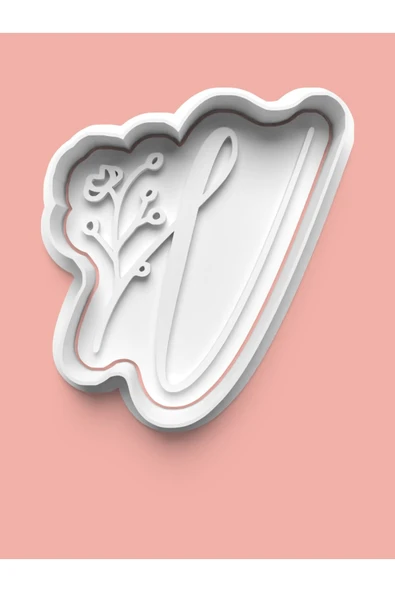 Çiçek Desenli V Harfi Kurabiye Kalıbı Ve Şeker Hamuru Kalıbı ürün görseli