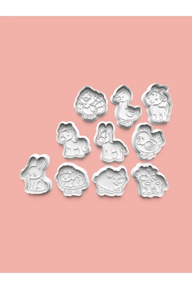 Çiftlik Hayvanları Kurabiye Kalıbı Ve Şeker Hamuru Kalıbı 10'lu Set ürün görseli