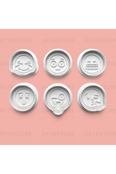 Emoji - Yüz Ifadeleri Kurabiye Kalıbı Ve Şeker Hamuru Kalıbı 6'lı Set ürün görseli