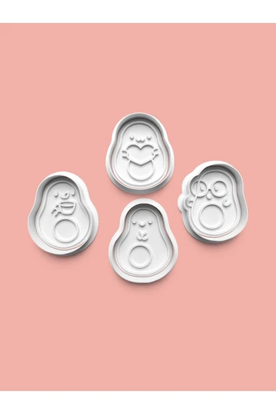 Sevimli Avokado Kurabiye Kalıbı Ve Şeker Hamuru Kalıbı 4'lü Set ürün görseli