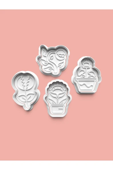 Bitkiler Kurabiye Kalıbı Ve Şeker Hamuru Kalıbı 4'lü Set ürün görseli