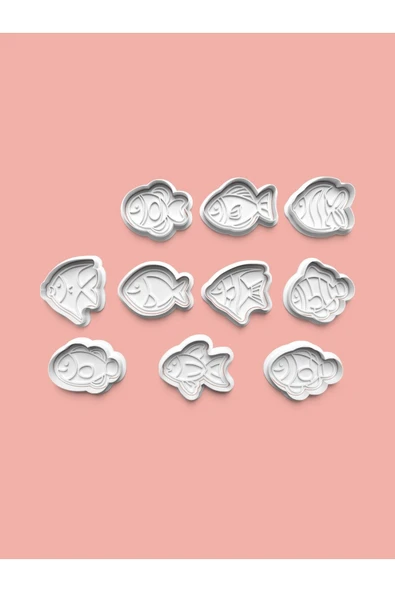 Balık Kurabiye Kalıbı Ve Şeker Hamuru Kalıbı 10'lu Set ürün görseli