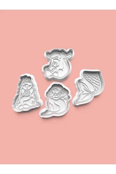 Deniz Kızı Kurabiye Kalıbı Ve Şeker Hamuru Kalıbı 4'lü Set ürün görseli