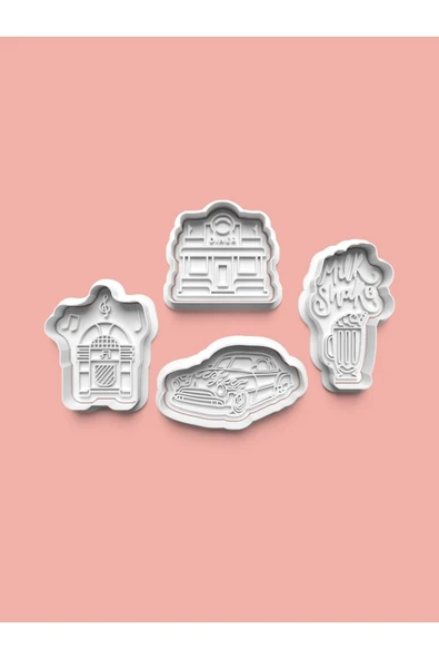 50s - Ellili Yıllar Kurabiye Kalıbı Ve Şeker Hamuru Kalıbı 4'lü Set ürün görseli