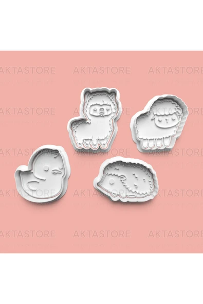 Tatlı Hayvanlar Kurabiye Kalıbı Ve Şeker Hamuru Kalıbı 4'lü Set ürün görseli