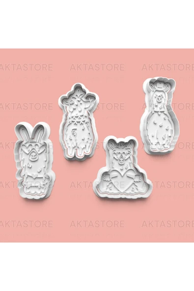 Alpaka Kurabiye Kalıbı Ve Şeker Hamuru Kalıbı 4'lü Set ürün görseli