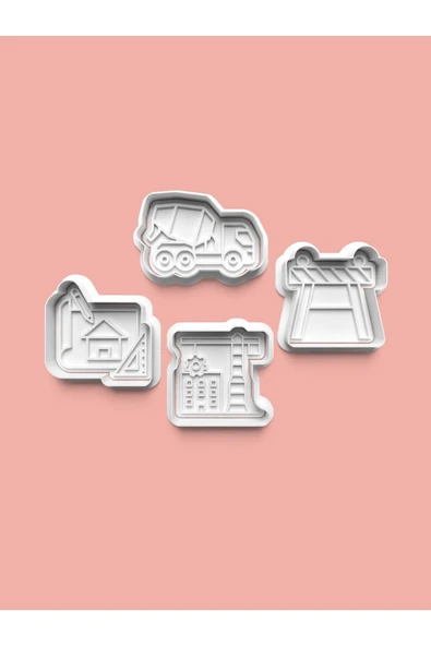 Şantiye Kurabiye Kalıbı Ve Şeker Hamuru Kalıbı 4'lü Set ürün görseli