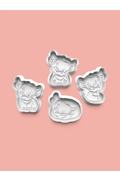 İnek Kurabiye Kalıbı Ve Şeker Hamuru Kalıbı 4'lü Set ürün görseli