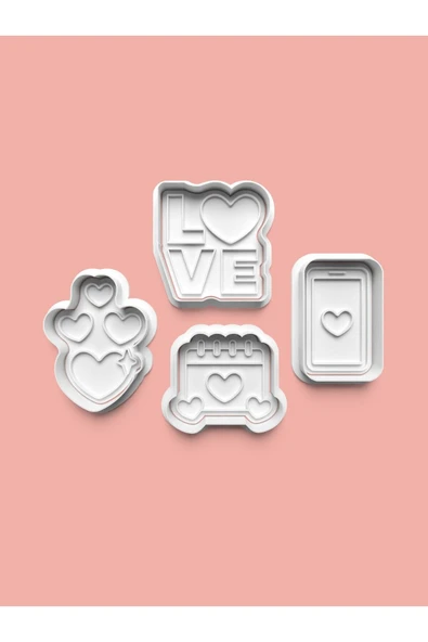 Aşk Kurabiye Kalıbı Ve Şeker Hamuru Kalıbı 4'lü Set ürün görseli