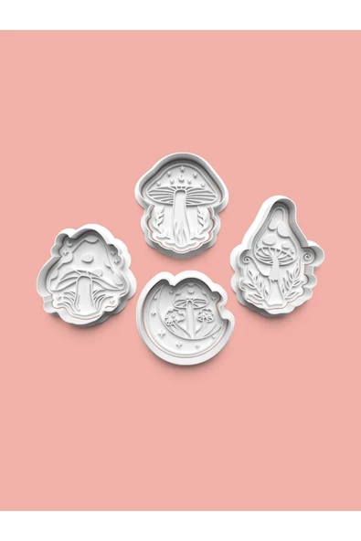 Mantar Kurabiye Kalıbı Ve Şeker Hamuru Kalıbı 4'lü Set ürün görseli