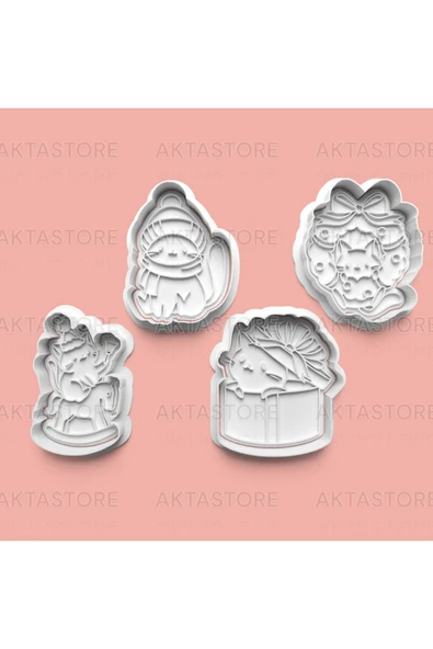 Yaramaz Kedi Kurabiye Kalıbı Ve Şeker Hamuru Kalıbı 4'lü Set ürün görseli