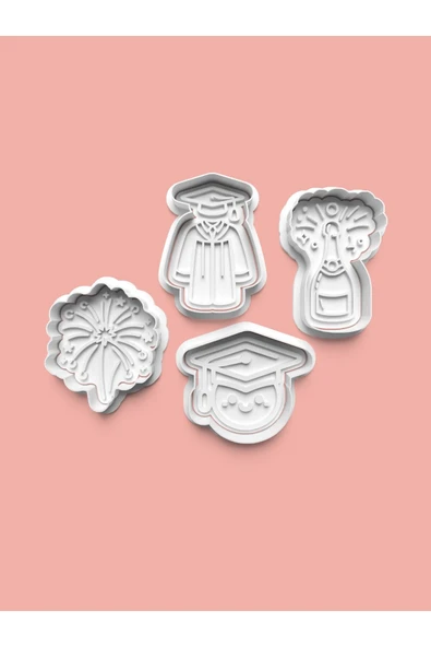 Mezuniyet Kurabiye Kalıbı 4'lü set ürün görseli