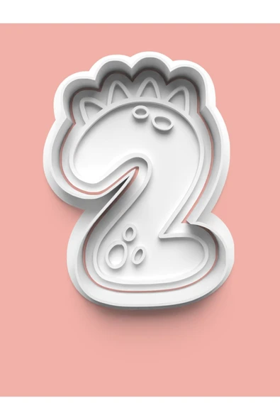 2 Numara Dinozor Figürlü Kurabiye Kalıbı Ve Şeker Hamuru Kalıbı - Iki Rakamı ürün görseli