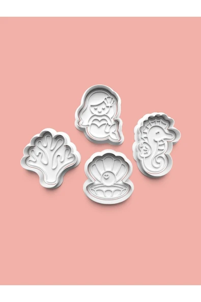 Deniz Kızı Kurabiye Kalıbı Ve Şeker Hamuru Kalıbı 4'lü Set ürün görseli