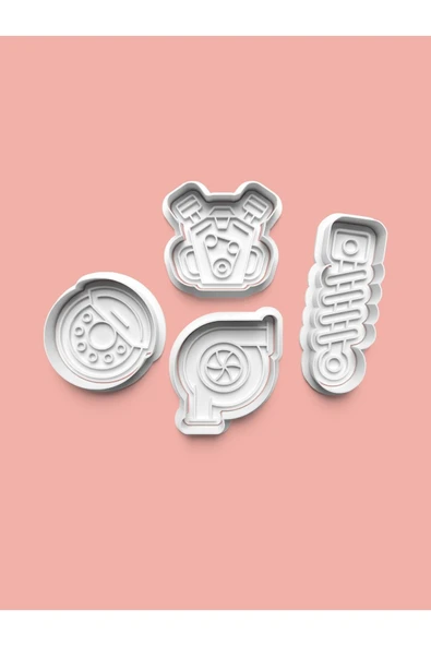 Araba Yedek Parça Kurabiye Kalıbı Ve Şeker Hamuru Kalıbı 4'lü Set ürün görseli