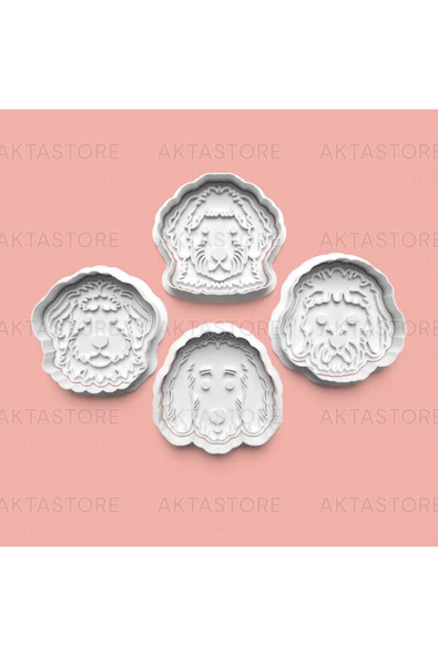Goldendoodle Köpeği Kurabiye Kalıbı Ve Şeker Hamuru Kalıbı 4'lü Set ürün görseli