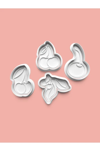 Kiraz Kurabiye Kalıbı Ve Şeker Hamuru Kalıbı 4'lü Set ürün görseli