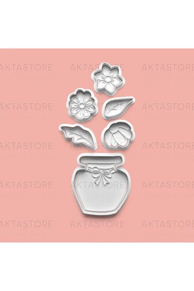 Buket Çiçekler Kurabiye Kalıbı Ve Şeker Hamuru Kalıbı 6'lı Set ürün görseli