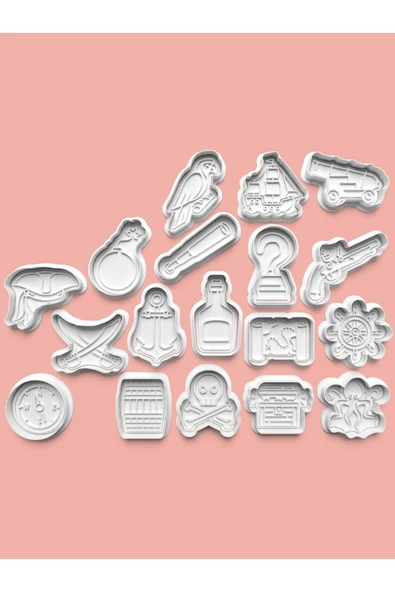 Korsan Teması Kurabiye Kalıbı Ve Şeker Hamuru Kalıbı 18'li Set ürün görseli