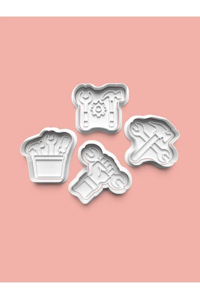 Tamir Aletleri Kurabiye Kalıbı Ve Şeker Hamuru Kalıbı 4'lü Set ürün görseli