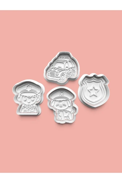 Polis Seti Kurabiye Kalıbı Ve Şeker Hamuru Kalıbı 4'lü Set ürün görseli