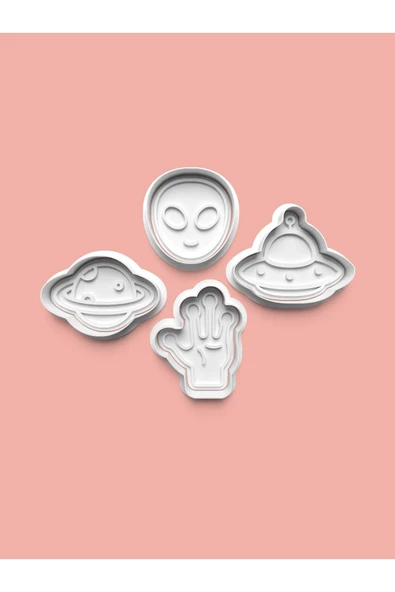 Ufo Kurabiye Kalıbı Ve Şeker Hamuru Kalıbı 4'lü Set