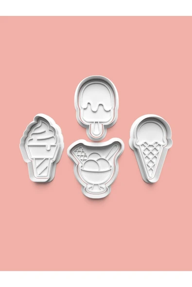 Dondurma Kurabiye Kalıbı Ve Şeker Hamuru Kalıbı 4'lü Set ürün görseli