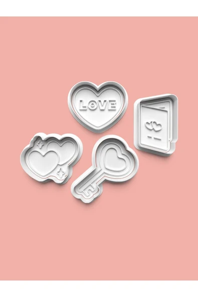 Aşk Kurabiye Kalıbı Ve Şeker Hamuru Kalıbı 4'lü Set ürün görseli