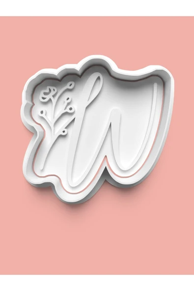 Çiçek Desenli W Harfi Kurabiye Kalıbı Ve Şeker Hamuru Kalıbı ürün görseli