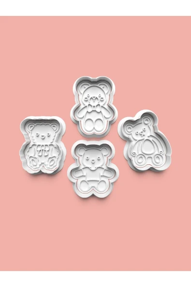 Ayıcık Kurabiye Kalıbı Ve Şeker Hamuru Kalıbı 4'lü Set ürün görseli