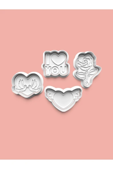 Aşk Kurabiye Kalıbı Ve Şeker Hamuru Kalıbı 4'lü Set ürün görseli