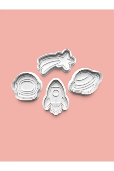 Uzay Kurabiye Kalıbı Ve Şeker Hamuru Kalıbı 4'lü Set ürün görseli