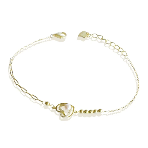 Kalp İncili Trend Gümüş Bileklik - Resim 4