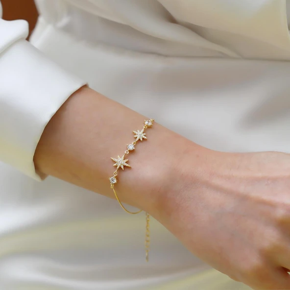 Kutup Yıldızı Zirkon Taşlı Gümüş Bileklik - Resim 3