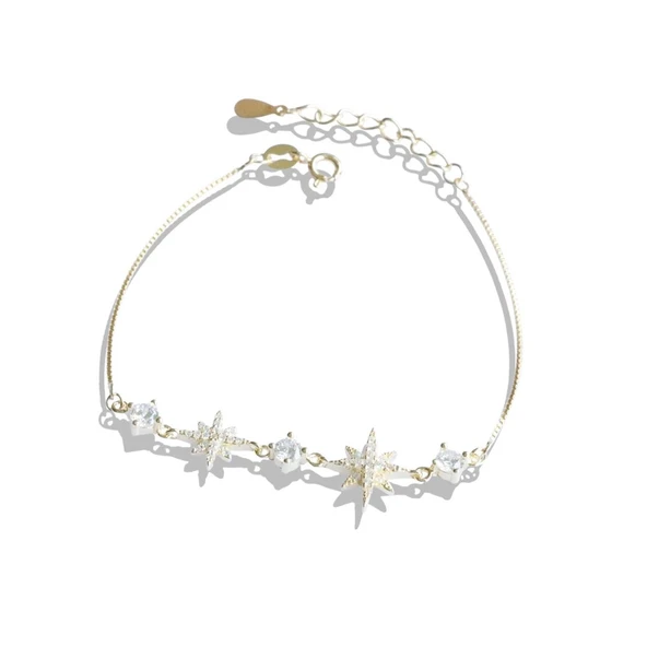 Kutup Yıldızı Zirkon Taşlı Gümüş Bileklik - Resim 4