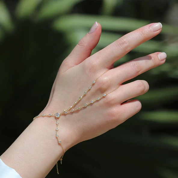 Zirkon Taşlı Gold Gümüş Şahmeran - Resim 3