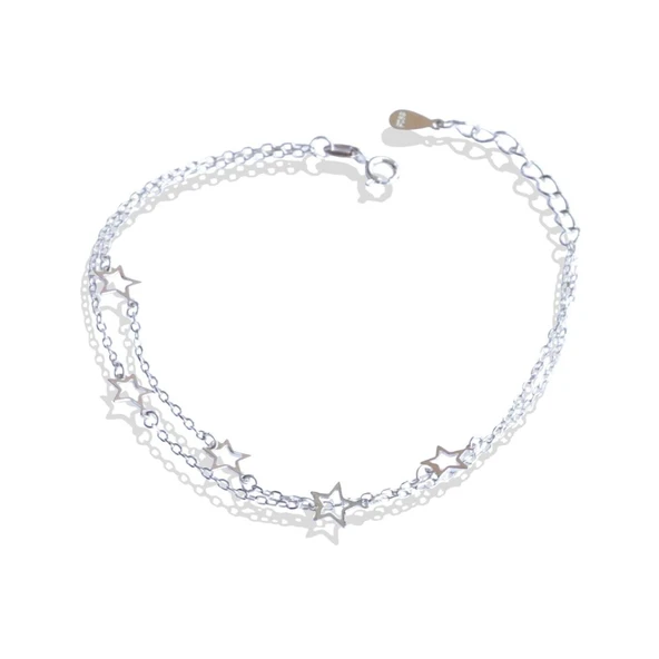 Yıldız Sıralı Gümüş Bileklik - Resim 9