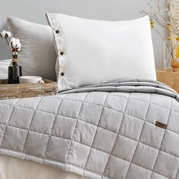 Schafer Home Soft Yatak Örtüsü Nevresim Seti 5 Parça-Gri - 2