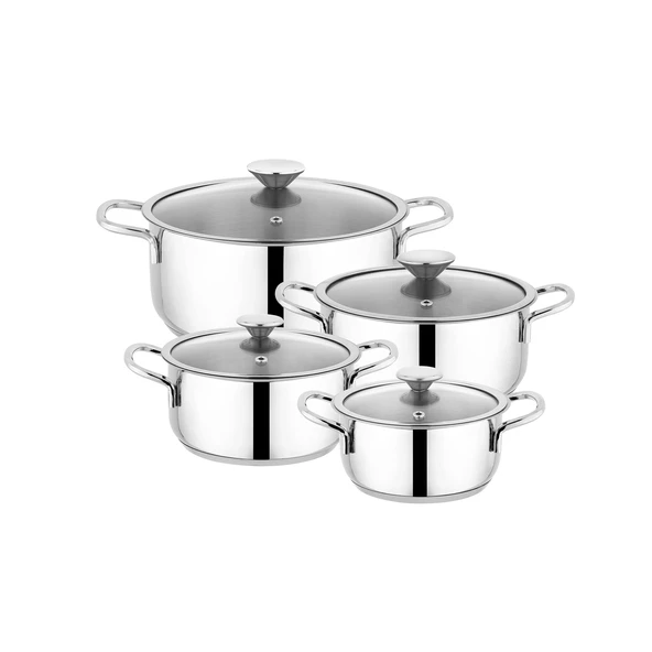 Schafer Steel Storm Çelik Tencere Seti 8 Parça-Inox