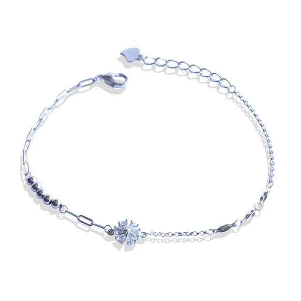 Çiçek Taşlı Gümüş Trend Bileklik - Resim 7