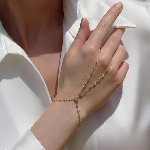 Zirkon Taşlı Gold Gümüş Şahmeran - Resim 2