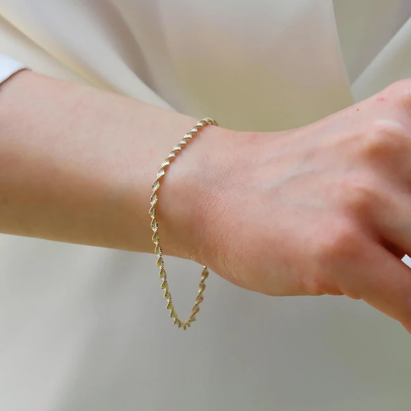 Burgu Çift Renkli Gümüş Bileklik - Resim 3