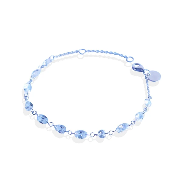 Kristal Sıra Taşlı Gümüş Bileklik - Resim 7